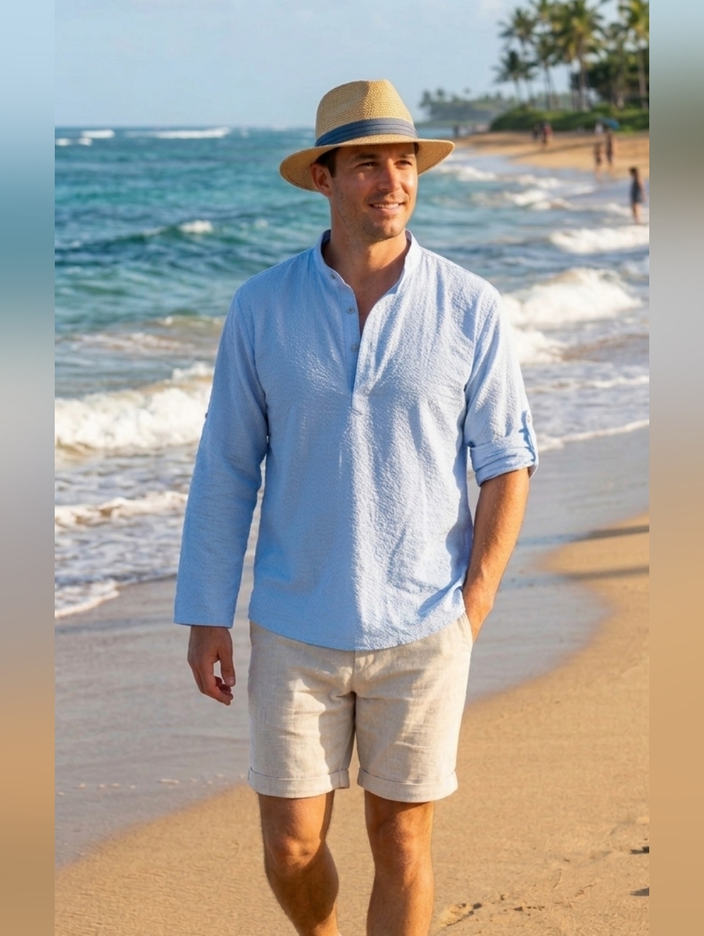 Bellezza Republic Men's Light Blue Crinkle Shirt XXL NWT Designed in Germany